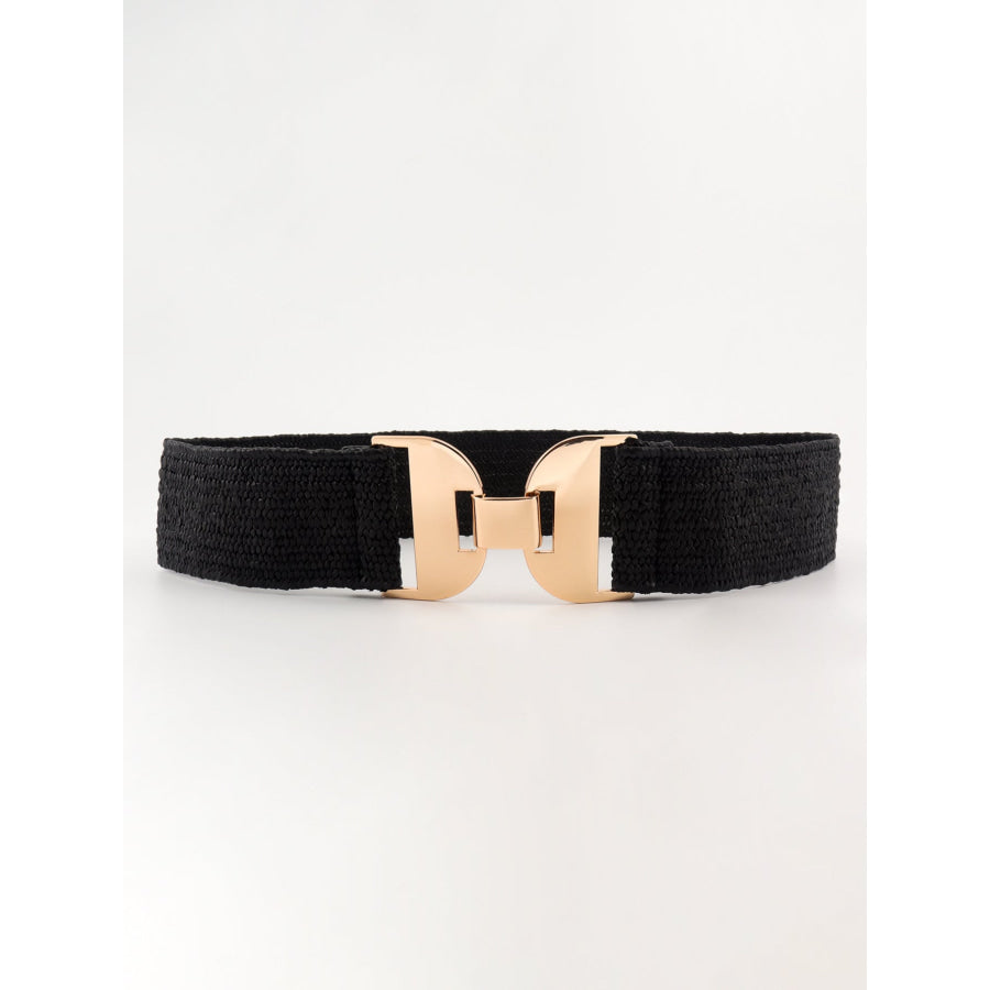 Alloy Buckle Elastic Belt Black / One Size