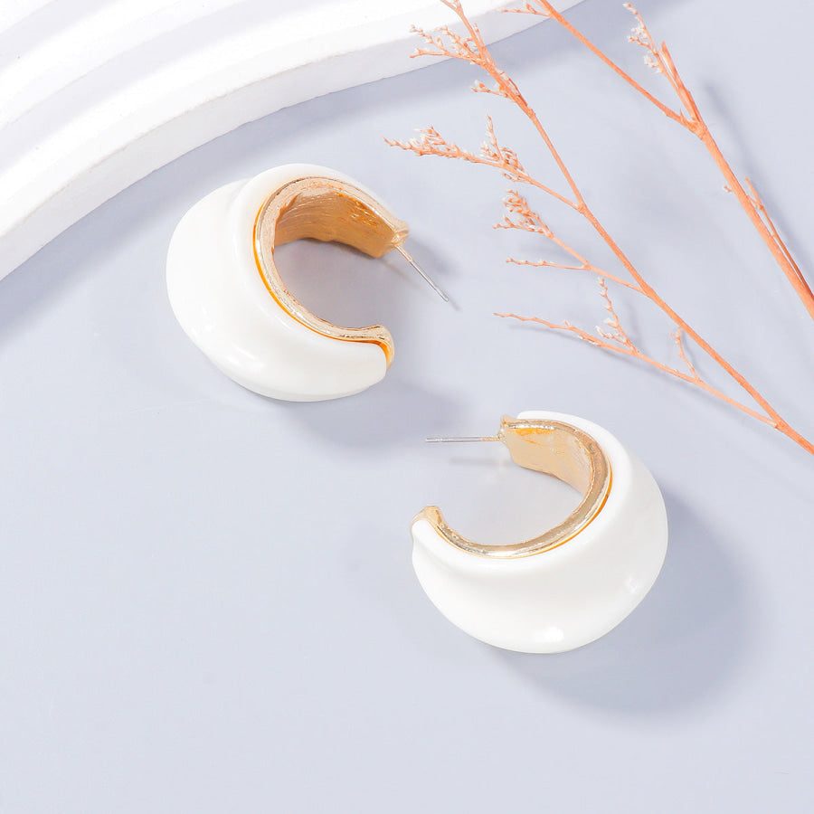 Alloy Drip Oil C-Hoop Earrings Apparel and Accessories