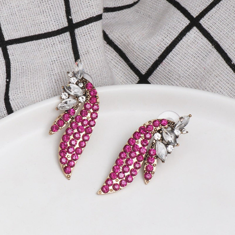Alloy Glass Stone Stud Earrings Cerise / One Size Apparel and Accessories