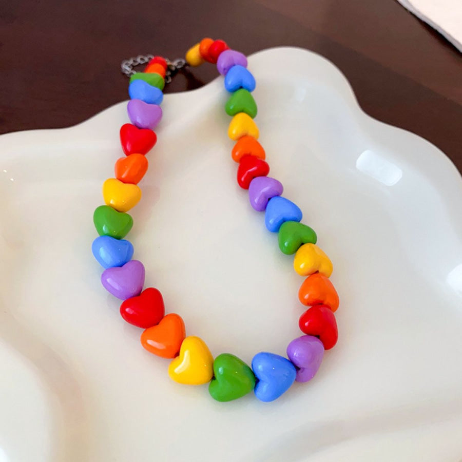 Alloy Heart Necklace Multicolor / One Size Apparel and Accessories