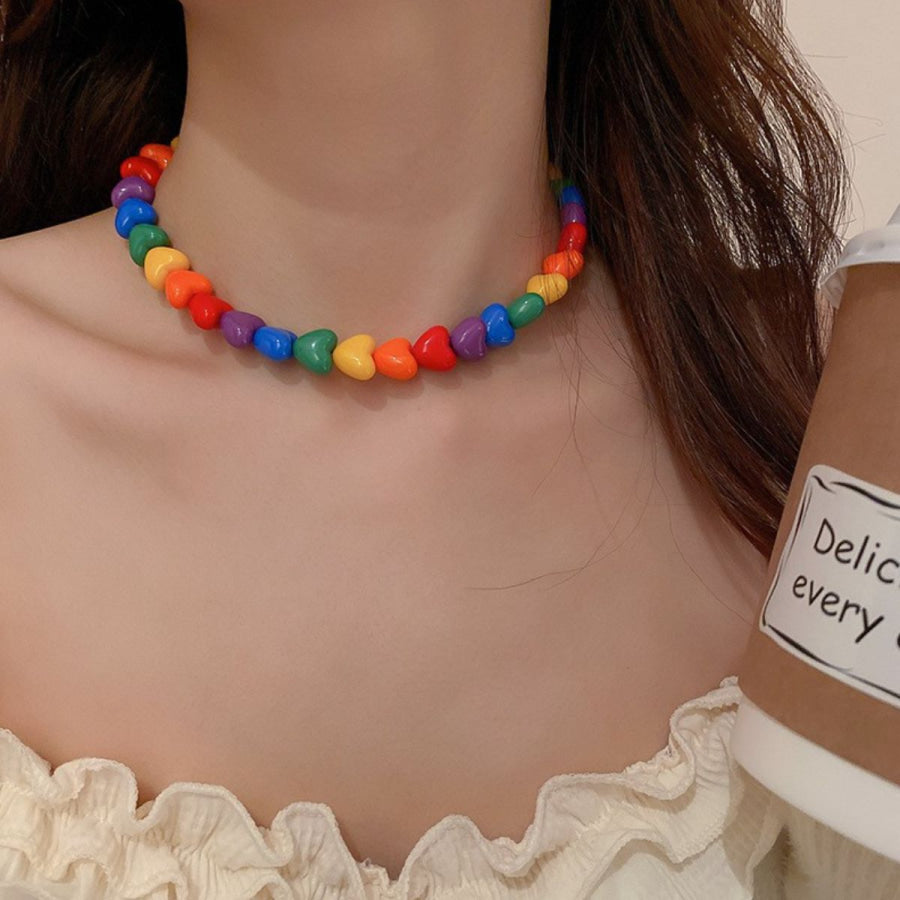 Alloy Heart Necklace Multicolor / One Size Apparel and Accessories