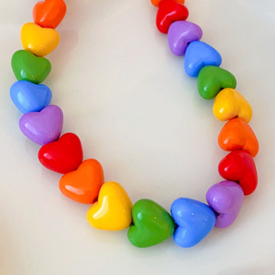 Alloy Heart Necklace Multicolor / One Size Apparel and Accessories