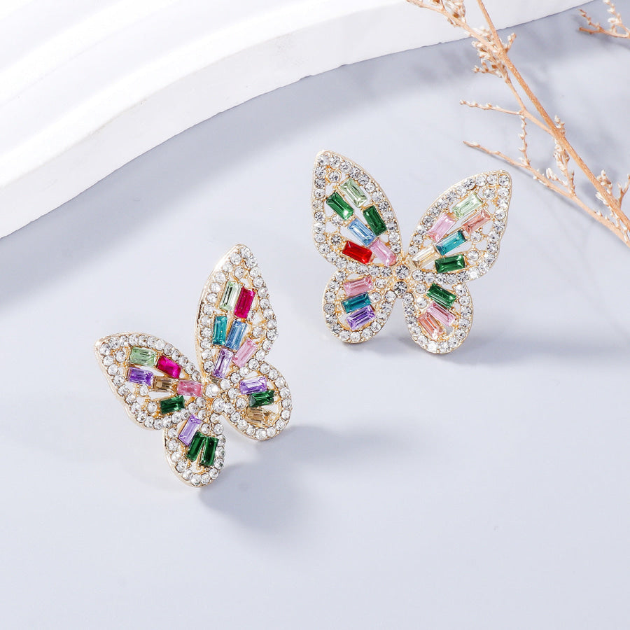 Alloy Inlaid Rhinestone Butterfly Earrings Apparel and Accessories