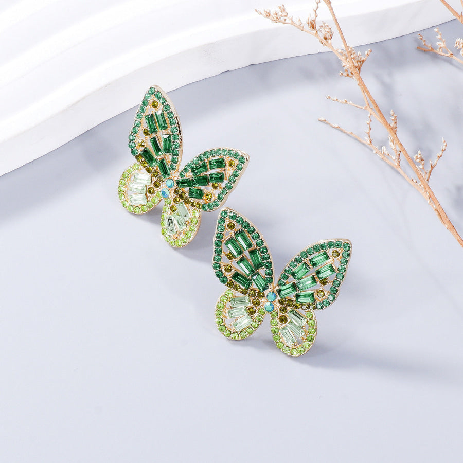 Alloy Inlaid Rhinestone Butterfly Earrings Apparel and Accessories