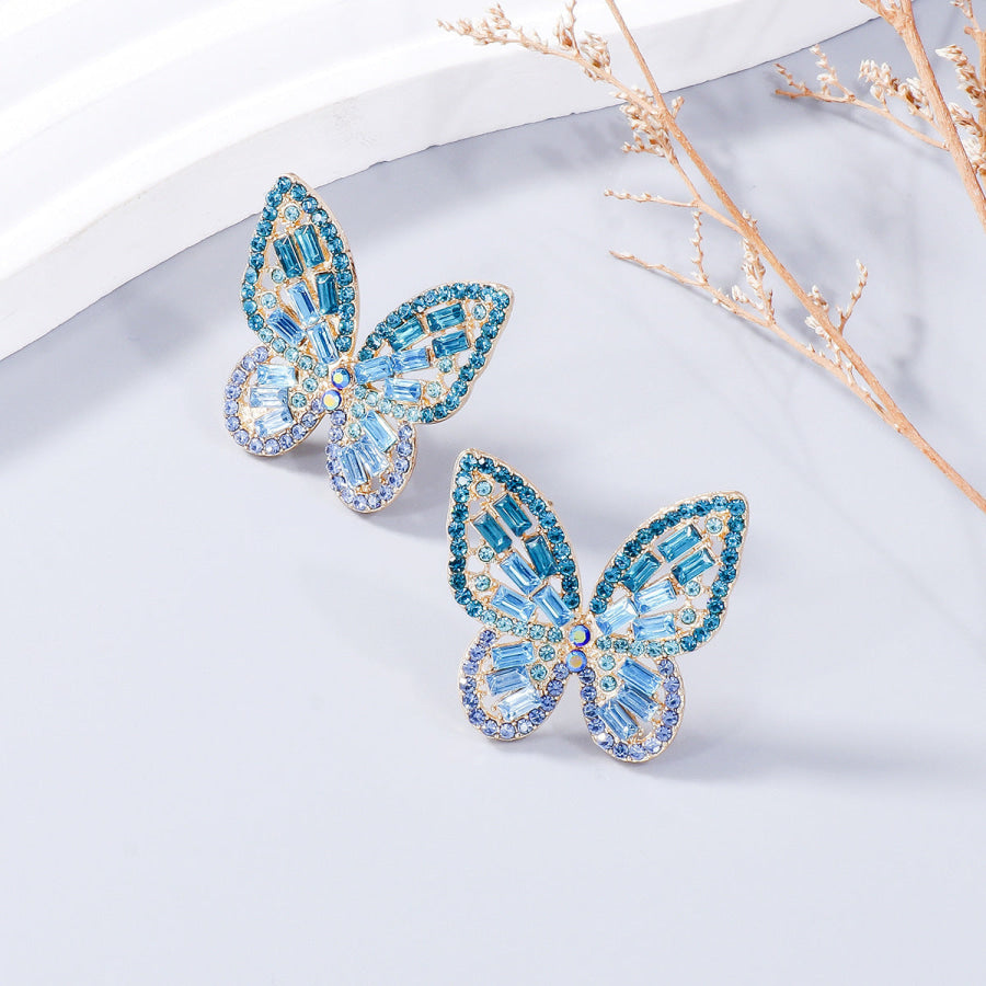 Alloy Inlaid Rhinestone Butterfly Earrings Apparel and Accessories