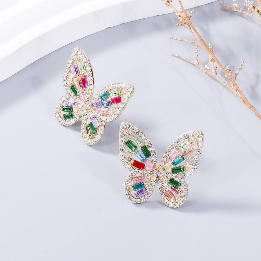 Alloy Inlaid Rhinestone Butterfly Earrings Apparel and Accessories