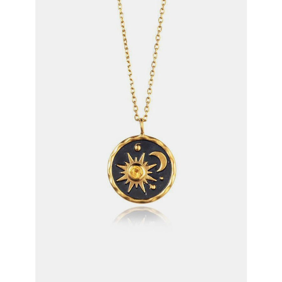 Alloy Inland Zircon Sun & Moon Necklace Gold / One Size Apparel and Accessories
