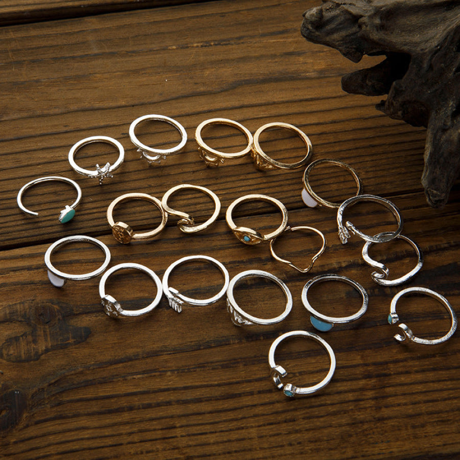 Alloy Multiple Shapes 19-Piece Ring Set Silver / One Size Apparel and Accessories