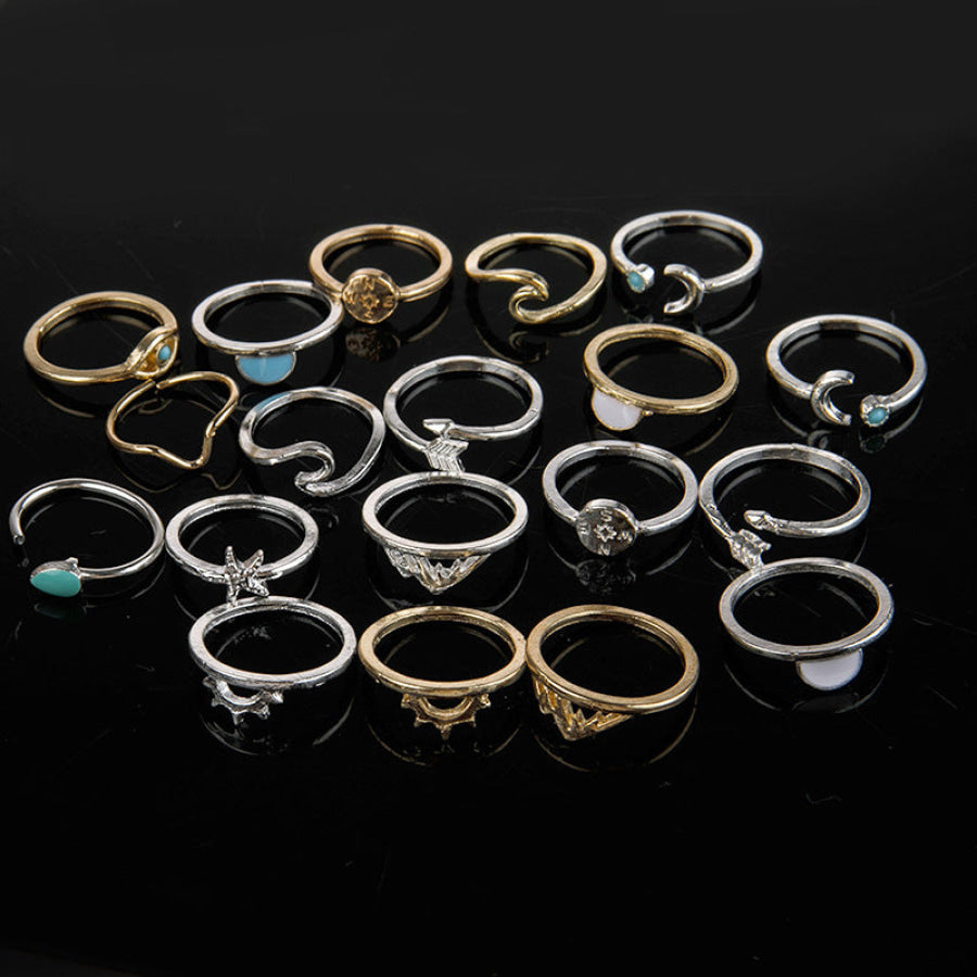 Alloy Multiple Shapes 19-Piece Ring Set Silver / One Size Apparel and Accessories