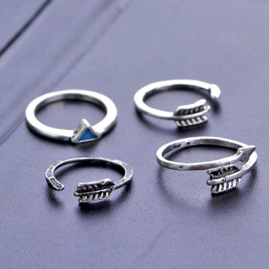 Alloy Turquoise 9-Piece Ring Set Silver / One Size Apparel and Accessories