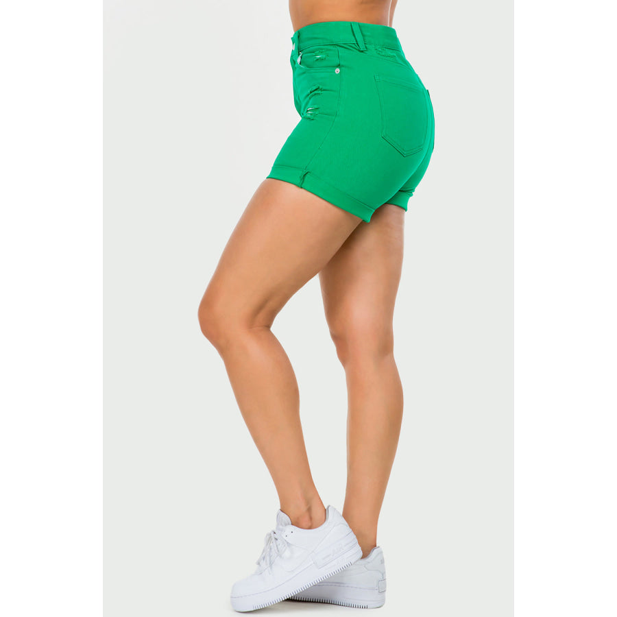 American Bazi High Waist Distressed Denim Shorts Apparel and Accessories