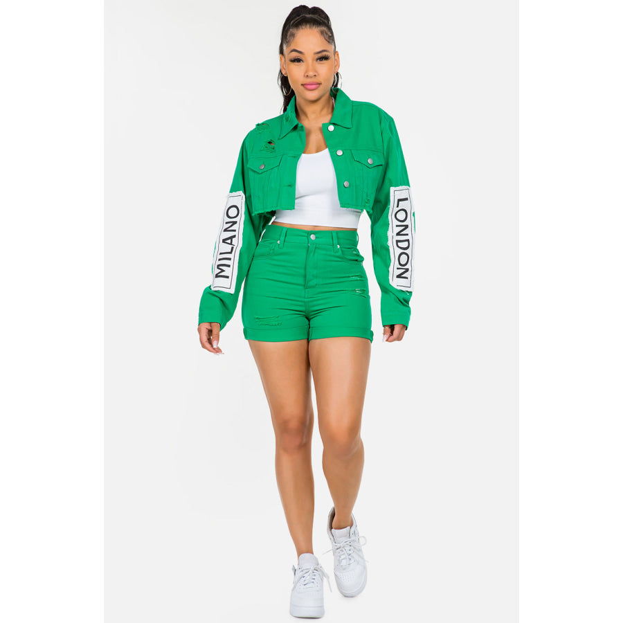 American Bazi High Waist Distressed Denim Shorts Apparel and Accessories