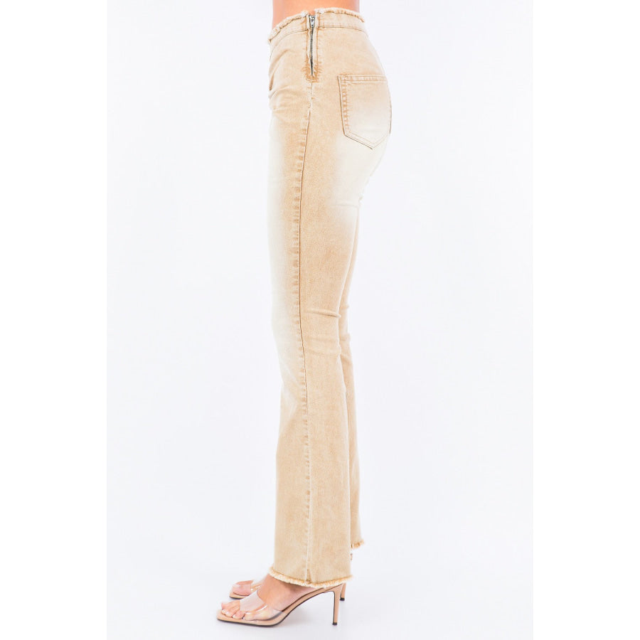 American Bazi V-Cut Ruched Flare Pants Apparel and Accessories