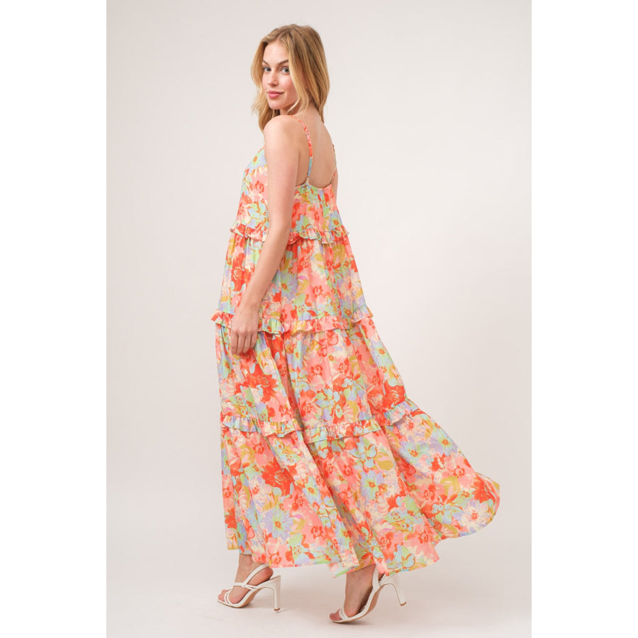 And The Why Floral Ruffled Tiered Maxi Cami Dress Apparel Accessories