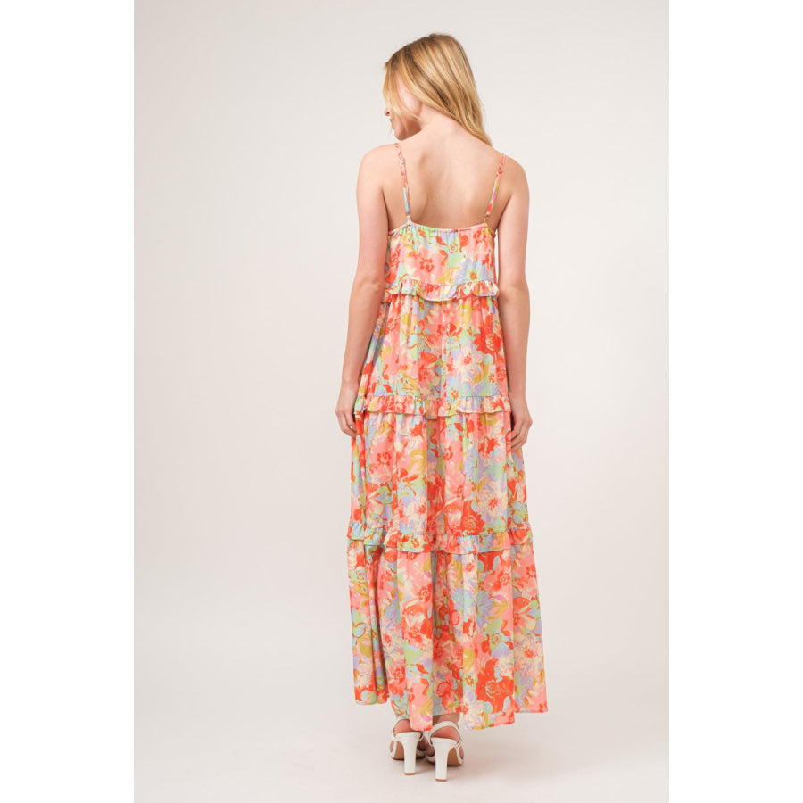 And The Why Floral Ruffled Tiered Maxi Cami Dress / S Apparel Accessories