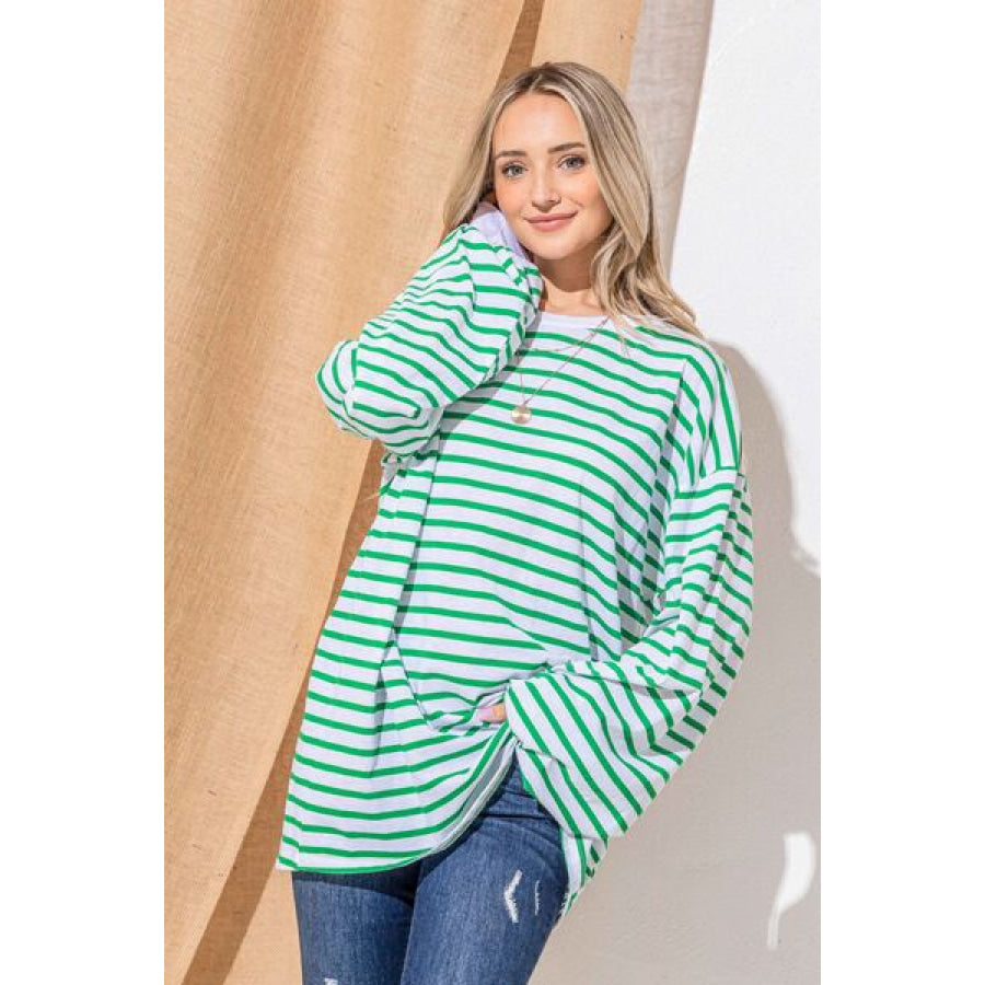 And The Why Oversized Striped Balloon Sleeve Top Apparel Accessories