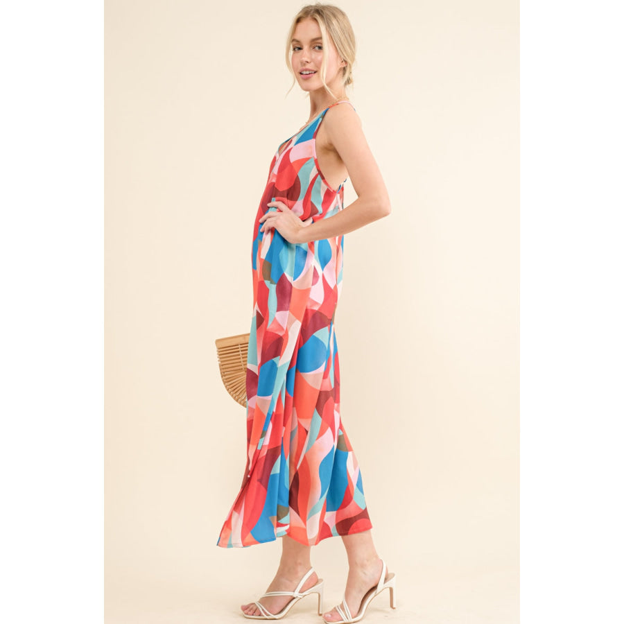 And the Why Printed Crisscross Back Cami Dress Apparel Accessories