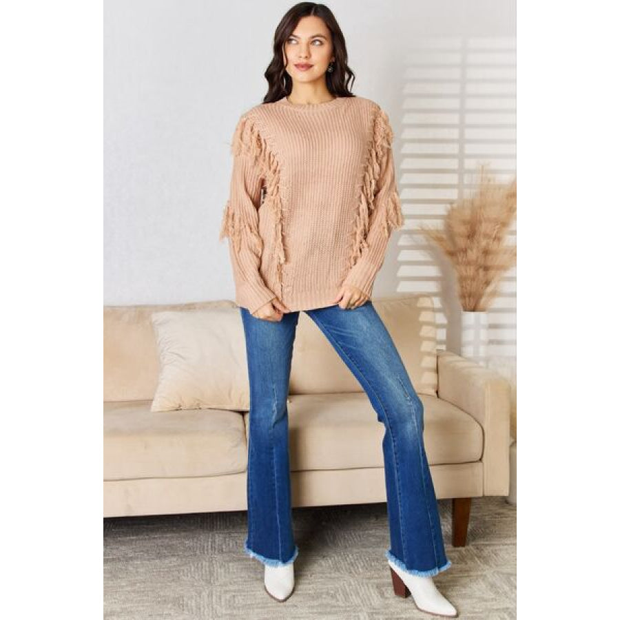 And The Why Tassel Detail Long Sleeve Sweater Apparel Accessories