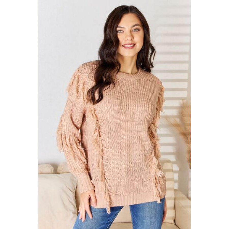 And The Why Tassel Detail Long Sleeve Sweater Apparel Accessories