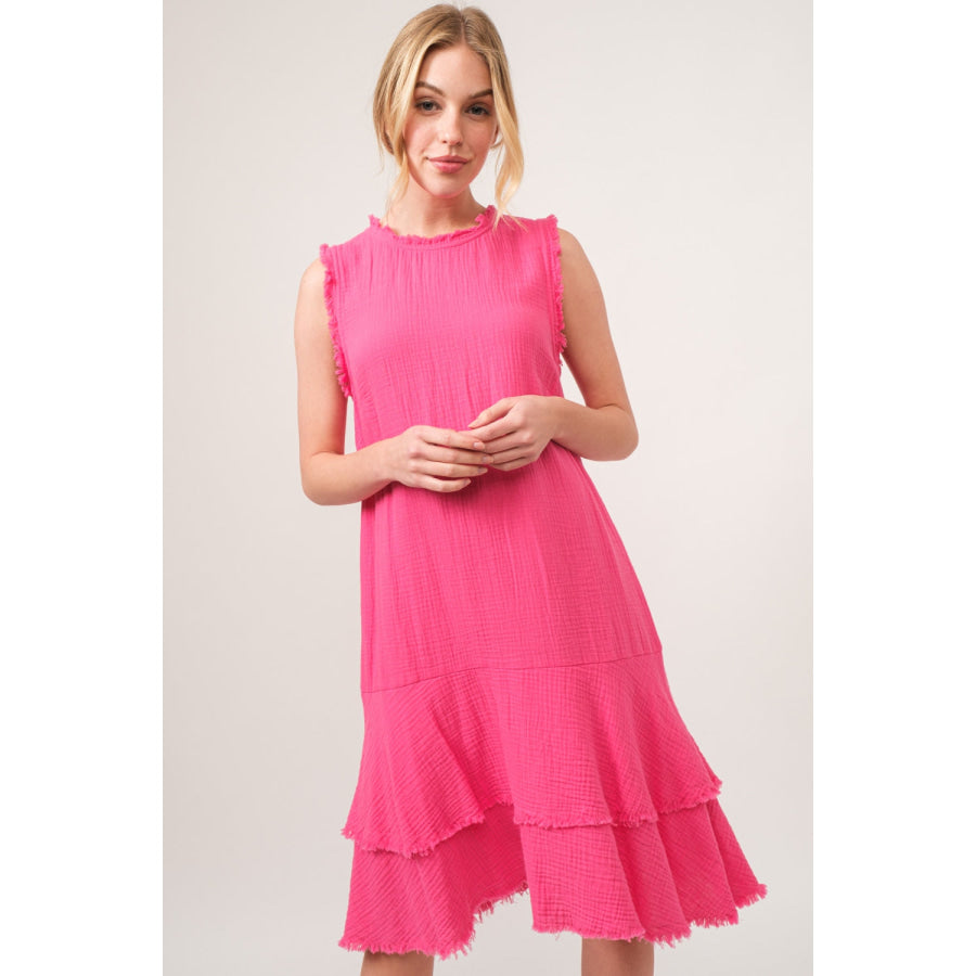 And The Why Washed Fringe Detail Tiered Dress Apparel and Accessories