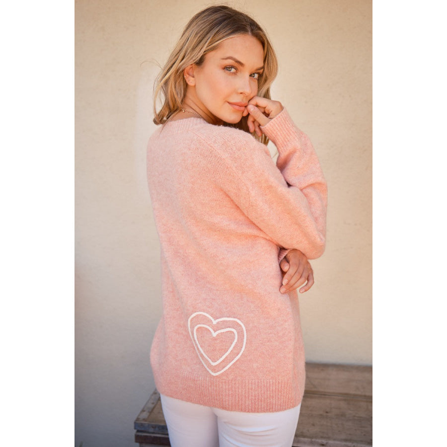 And The Why WIFEY & Heart Round Neck Sweater Apparel and Accessories