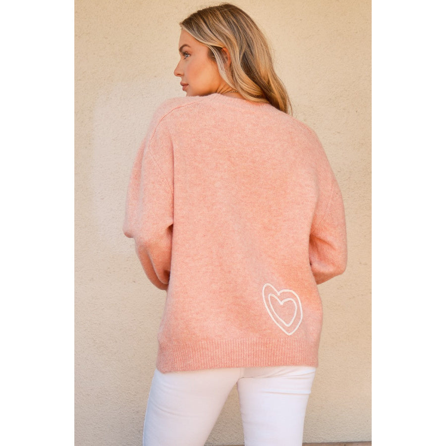 And The Why WIFEY & Heart Round Neck Sweater Apparel and Accessories