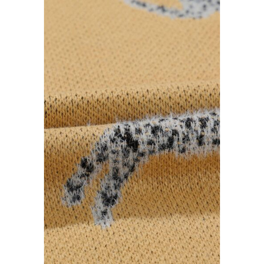 Animal Element Round Neck Dropped Shoulder Sweater Clothing