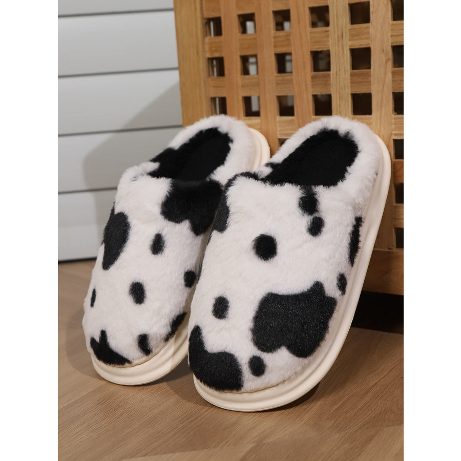Animal Print Faux Fur Slippers Apparel and Accessories