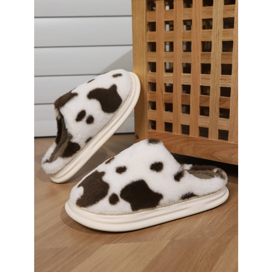 Animal Print Faux Fur Slippers Apparel and Accessories
