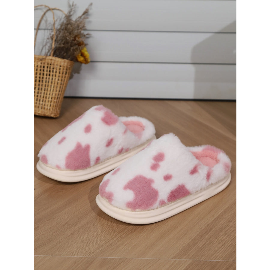 Animal Print Faux Fur Slippers Apparel and Accessories