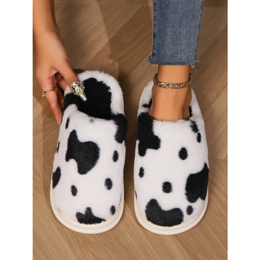 Animal Print Faux Fur Slippers Apparel and Accessories