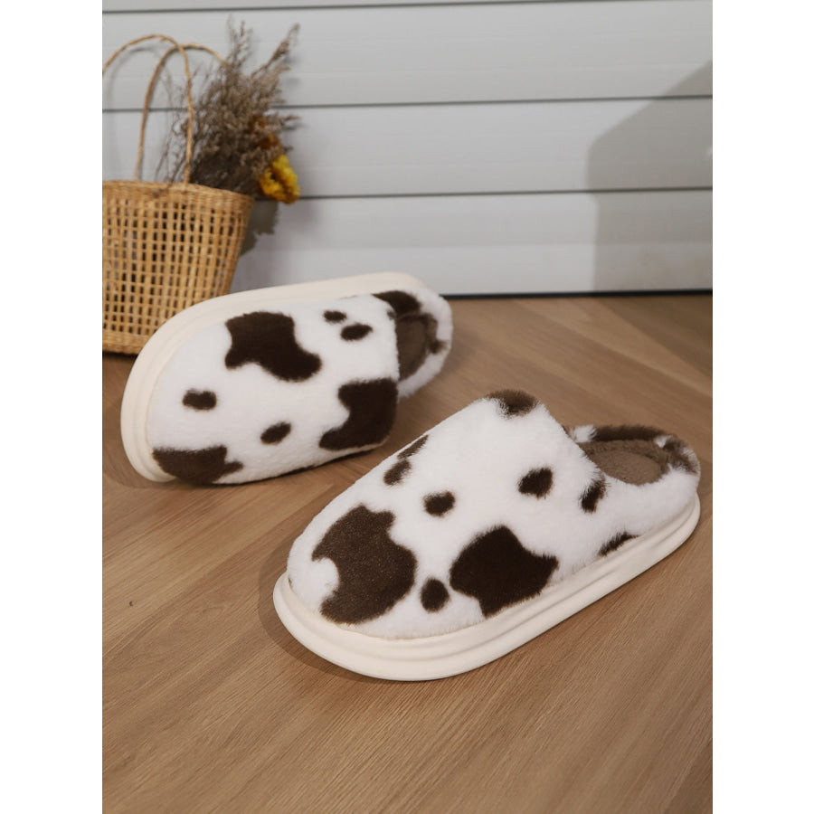 Animal Print Faux Fur Slippers Apparel and Accessories