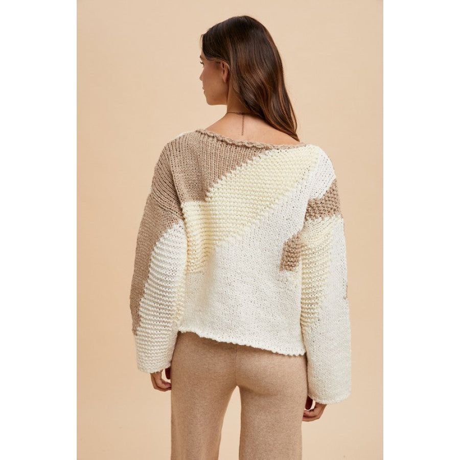Annie Wear Color Block Drop Shoulder Sweater Apparel and Accessories