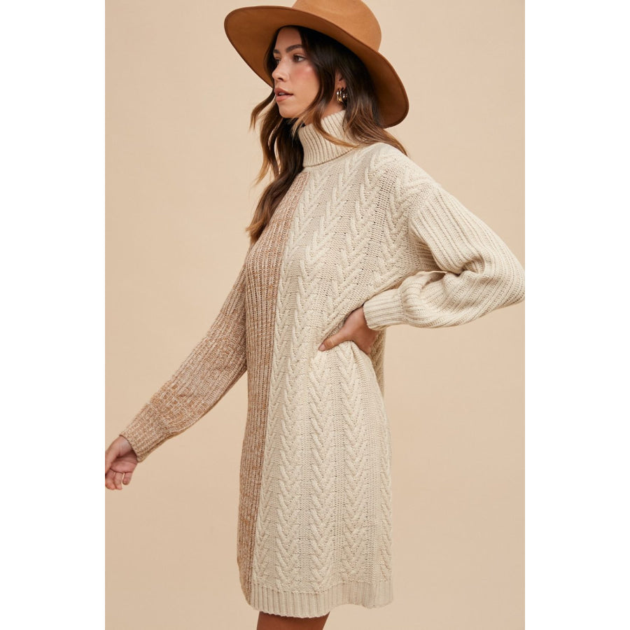 Annie Wear Color Block Turtleneck Sweater Dress Apparel and Accessories