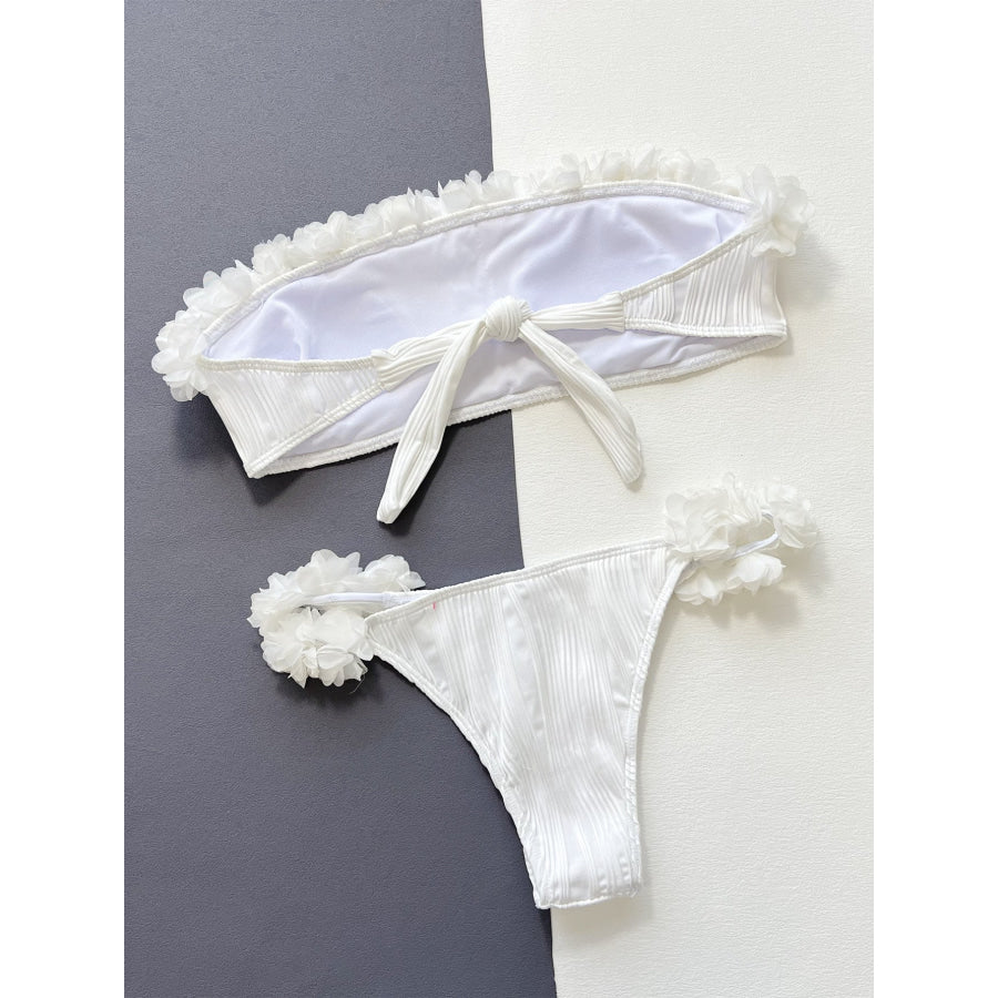 Applique Tie Back Two-Piece Bikini Set Apparel and Accessories