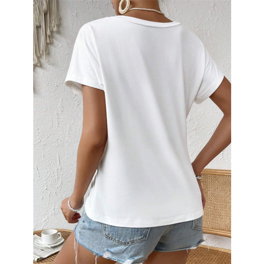 Asymmetric Hem Round Neck T-Shirt Apparel and Accessories