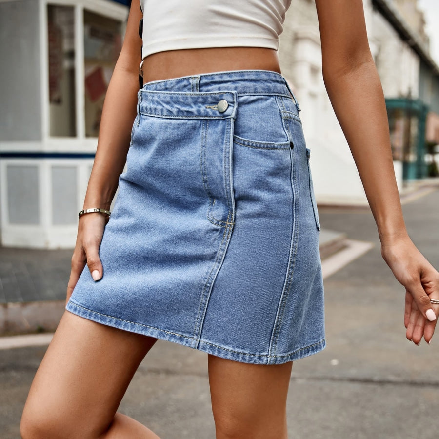 Asymmetrical Denim Mini Skirt Medium / S