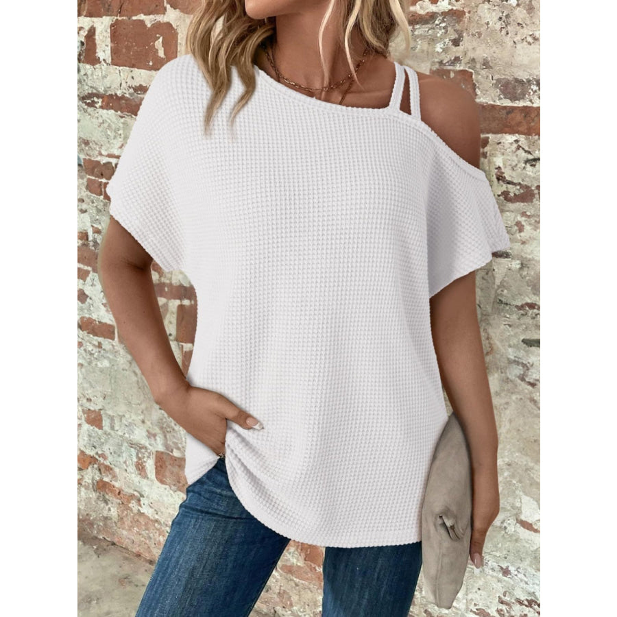 Asymmetrical Neck Short Sleeve T-Shirt Apparel and Accessories