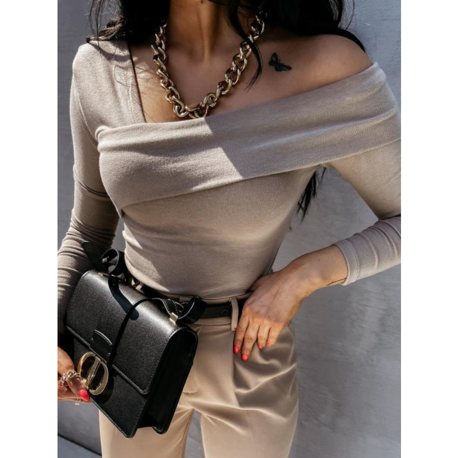 Asymmetrical Single Shoulder Long Sleeve T-Shirt Apparel and Accessories