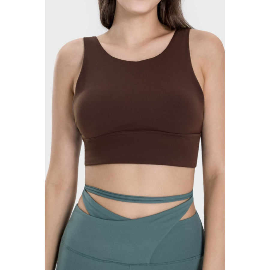 Backless Wide Strap Active Bra Chocolate / 4 Apparel and Accessories