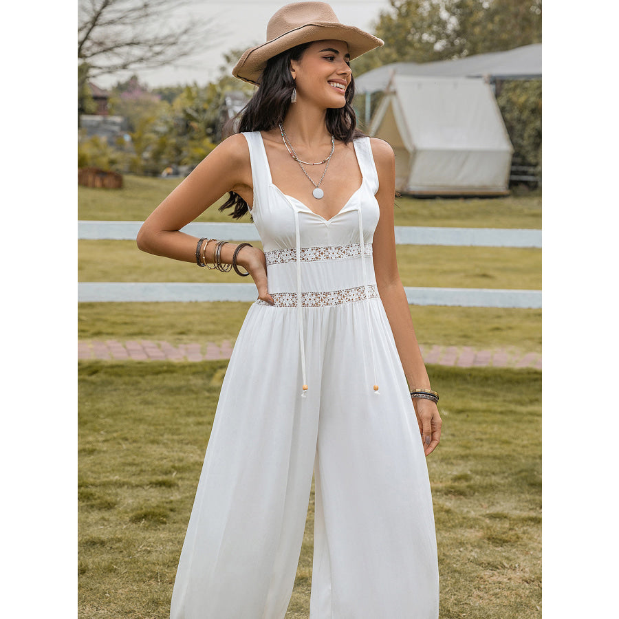 Backless Wide Strap Wide Leg Jumpsuit Apparel and Accessories