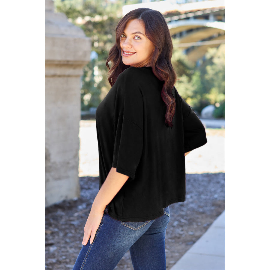 Basic Bae Bamboo Full Size Round Neck Drop Shoulder T-Shirt Apparel and Accessories
