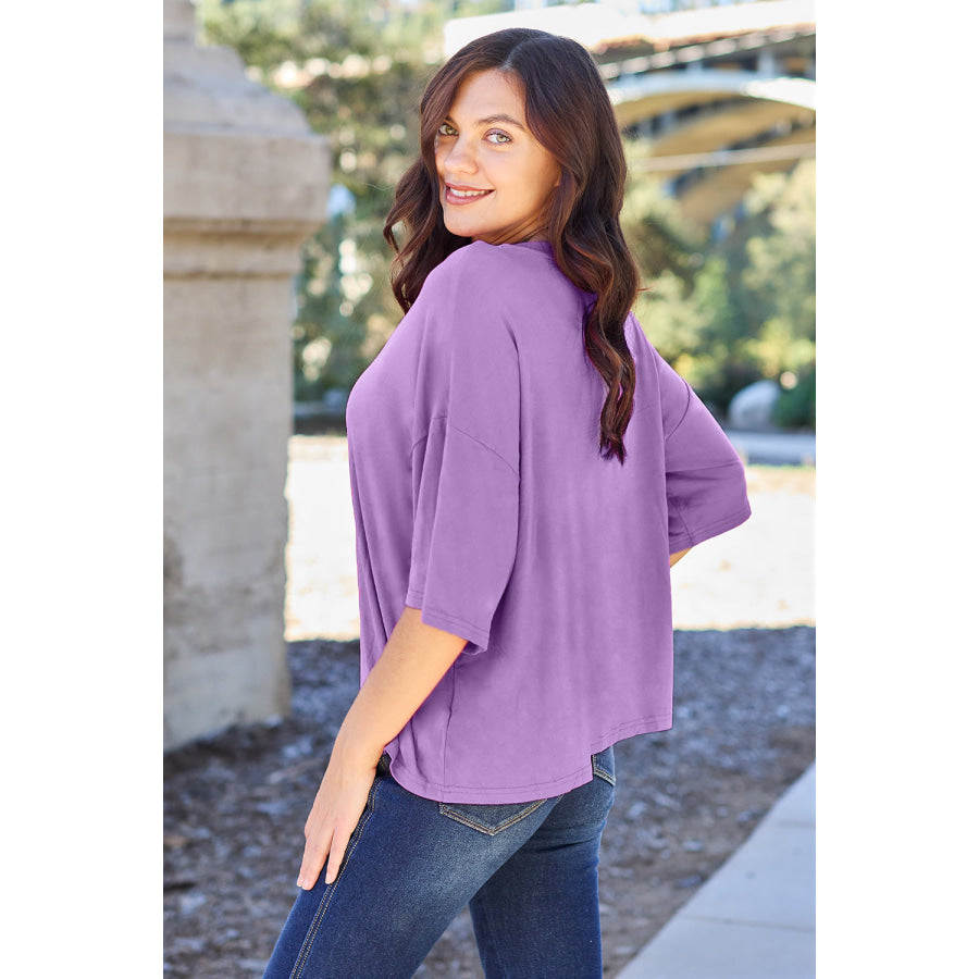 Basic Bae Bamboo Full Size Round Neck Drop Shoulder T-Shirt Apparel and Accessories