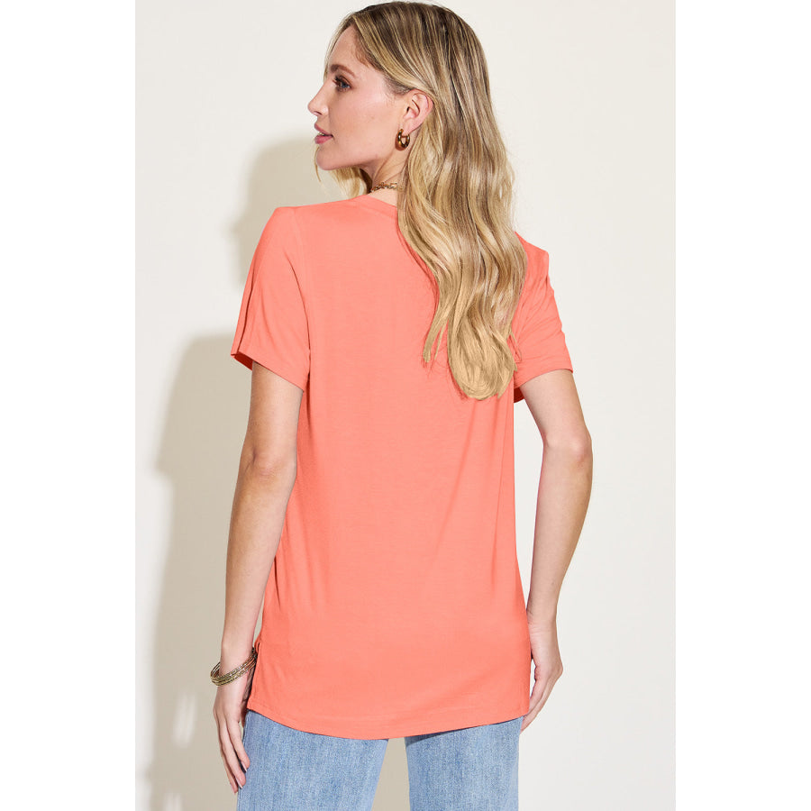 Basic Bae Bamboo Full Size V-Neck High-Low T-Shirt Apparel and Accessories
