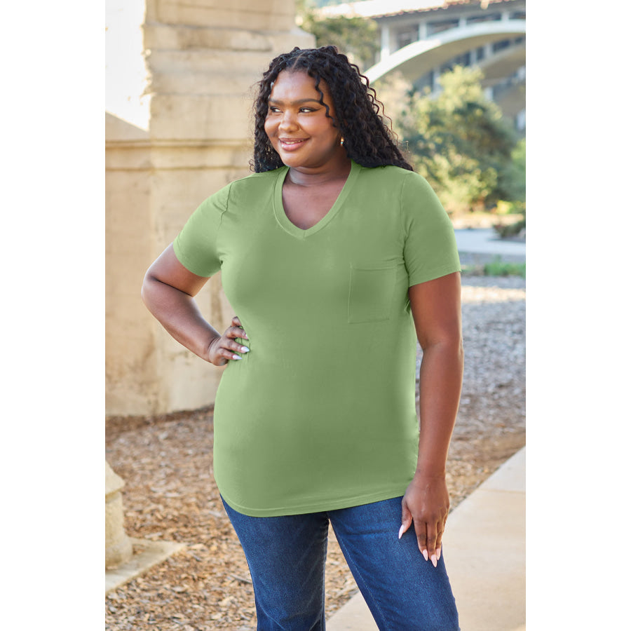 Basic Bae Bamboo Full Size V-Neck Short Sleeve T-Shirt Apparel and Accessories