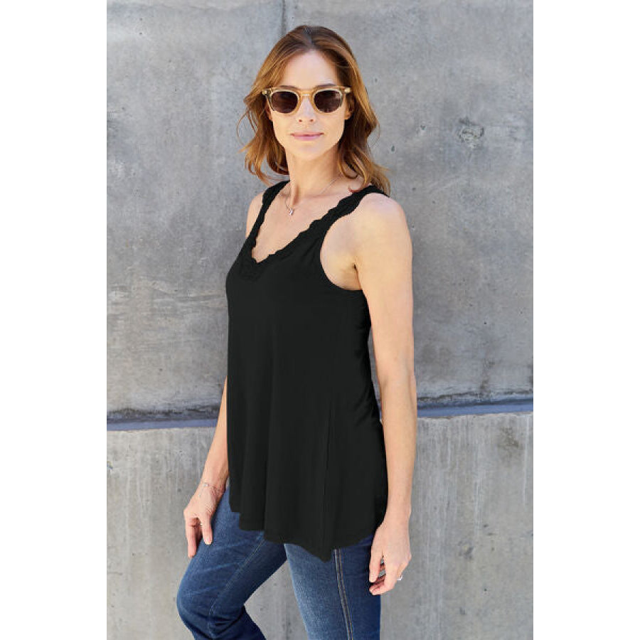 Basic Bae Full Size Lace Detail V-Neck Cutout Cami Clothing