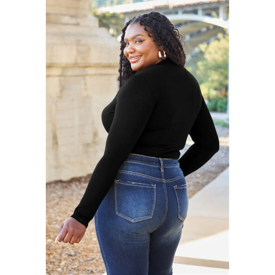 Basic Bae Full Size Mock Neck Long Sleeve Bodysuit Clothing