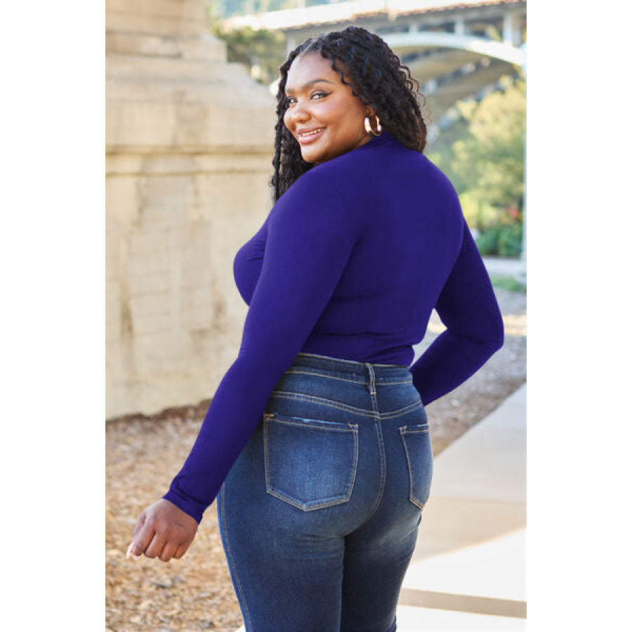 Basic Bae Full Size Mock Neck Long Sleeve Bodysuit Clothing