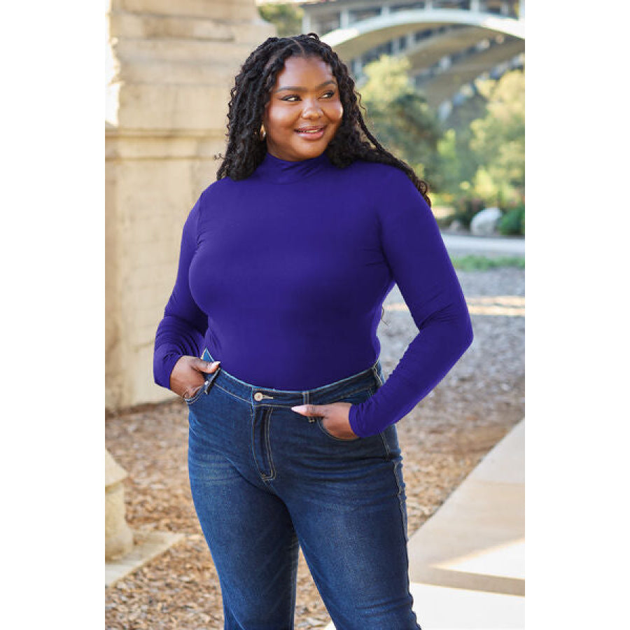 Basic Bae Full Size Mock Neck Long Sleeve Bodysuit Clothing