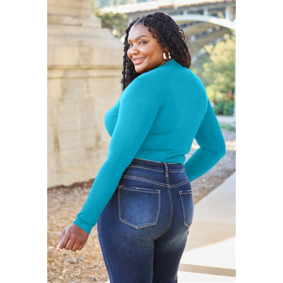 Basic Bae Full Size Mock Neck Long Sleeve Bodysuit Clothing